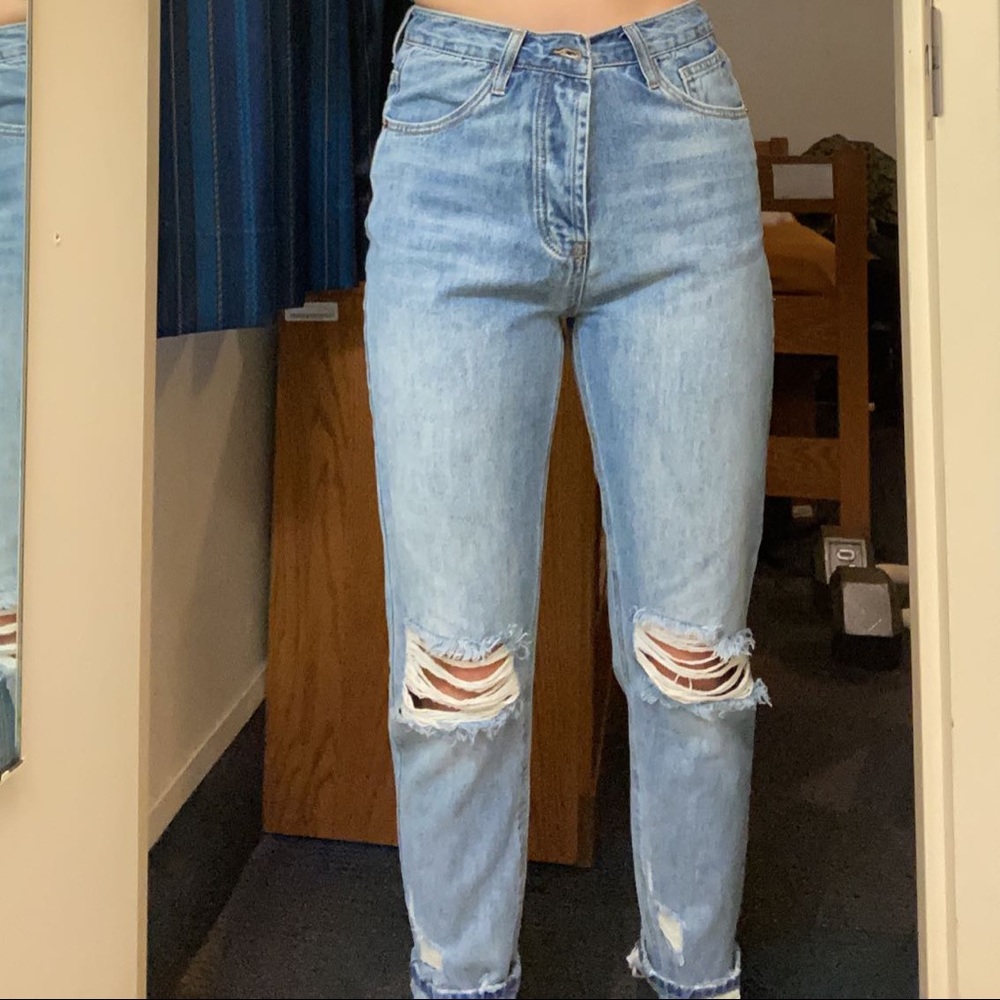 Bailey Ray & Co Star Stitched Pockets - Distressed High Waisted Jeans